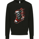 Christmas Skull Sock Xmas Heavy Metal Rock n Roll Mens Sweatshirt Jumper Black