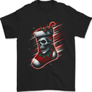 Christmas Skull Sock Xmas Heavy Metal Rock n Roll Mens T-Shirt 100% Cotton Black