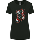 Christmas Skull Sock Xmas Heavy Metal Rock n Roll Womens Wider Cut T-Shirt Black