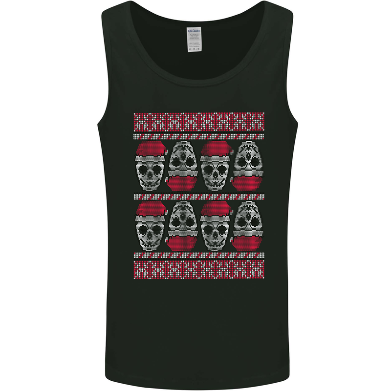 Christmas Skulls Xmas Heavy Metal Rock Music Mens Vest Tank Top Black