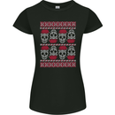 Christmas Skulls Xmas Heavy Metal Rock Music Womens Petite Cut T-Shirt Black