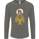 Christmas Sleigh Dogs Mens Long Sleeve T-Shirt Charcoal