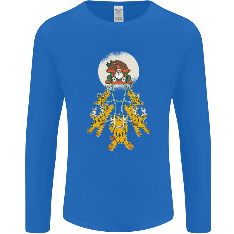 Christmas Sleigh Dogs Mens Long Sleeve T-Shirt Royal Blue