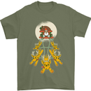 Christmas Sleigh Dogs Mens T-Shirt 100% Cotton Military Green