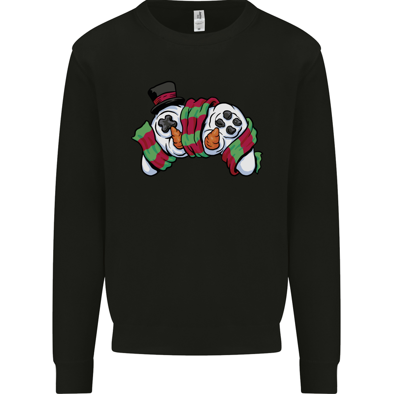 Christmas Snow Video Game Controller Joypad Xmas Kids Sweatshirt Jumper Black