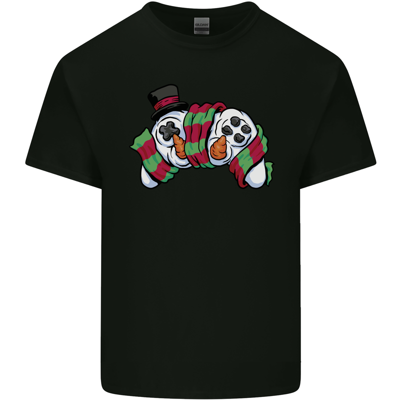 Christmas Snow Video Game Controller Joypad Xmas Mens Cotton T-Shirt Tee Top Black
