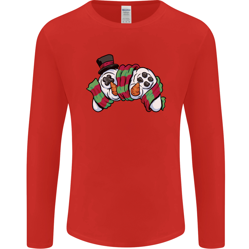 Christmas Snow Video Game Controller Joypad Xmas Mens Long Sleeve T-Shirt Red