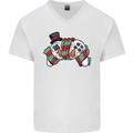Christmas Snow Video Game Controller Joypad Xmas Mens V-Neck Cotton T-Shirt White