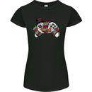 Christmas Snow Video Game Controller Joypad Xmas Womens Petite Cut T-Shirt Black
