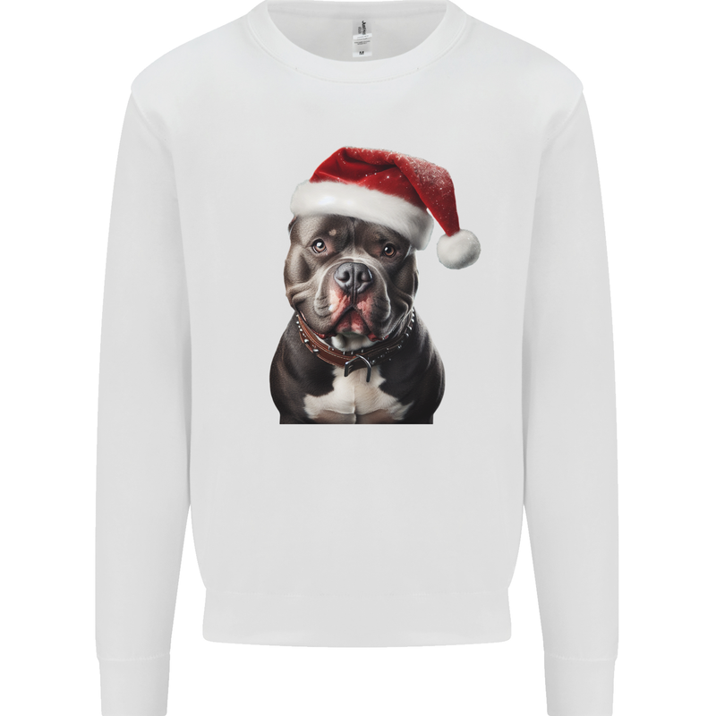 Christmas Staffy Staffordshire Bull Terrier Dog Kids Sweatshirt Jumper White