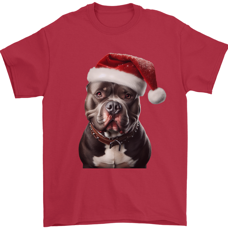 Christmas Staffy Staffordshire Bull Terrier Dog Mens T-Shirt 100% Cotton Red