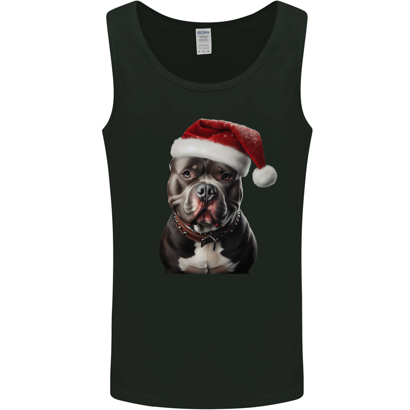 Christmas Staffy Staffordshire Bull Terrier Dog Mens Vest Tank Top Black