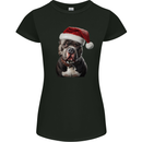 Christmas Staffy Staffordshire Bull Terrier Dog Womens Petite Cut T-Shirt Black