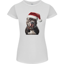 Christmas Staffy Staffordshire Bull Terrier Dog Womens Petite Cut T-Shirt White