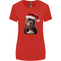 Christmas Staffy Staffordshire Bull Terrier Dog Womens Wider Cut T-Shirt Red