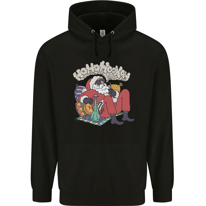 Christmas Stoned Santa Funny Weed Bong Childrens Kids Hoodie Black