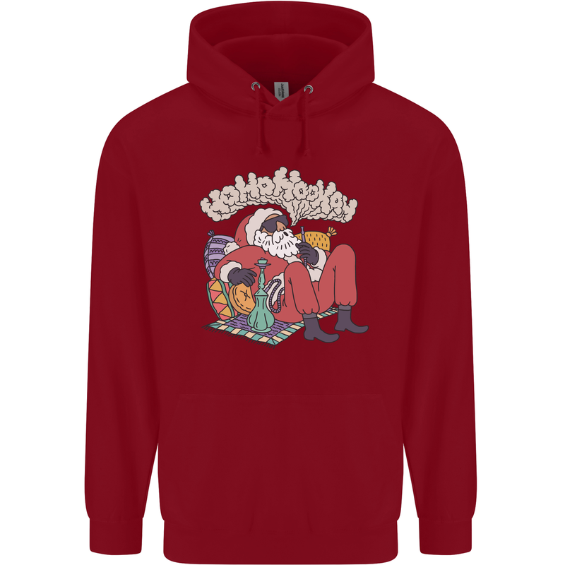 Christmas Stoned Santa Funny Weed Bong Childrens Kids Hoodie Red
