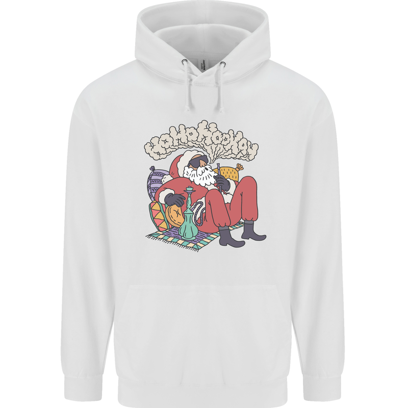 Christmas Stoned Santa Funny Weed Bong Childrens Kids Hoodie White
