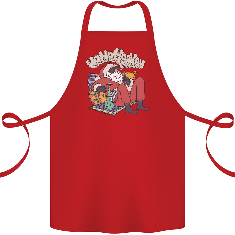 Christmas Stoned Santa Funny Weed Bong Cotton Apron 100% Organic Red