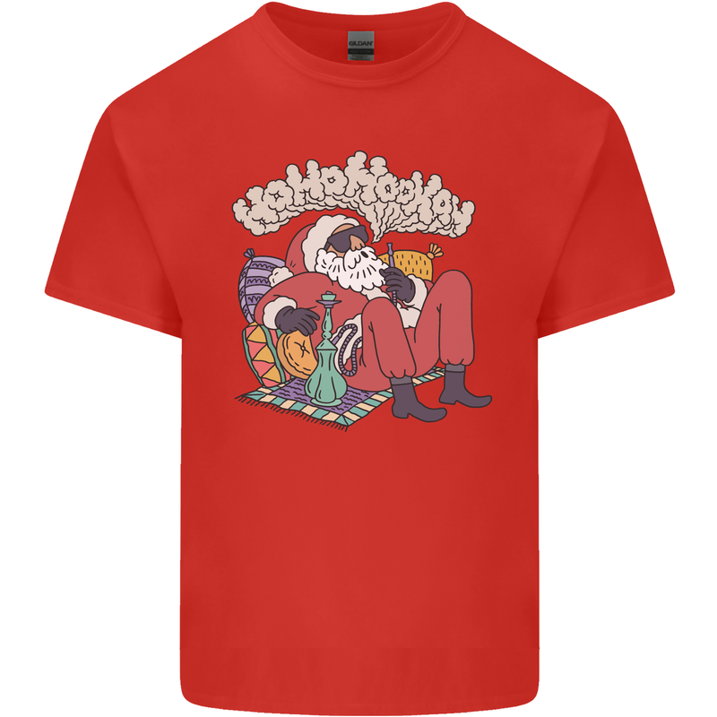 Christmas Stoned Santa Funny Weed Bong Kids T-Shirt Childrens Red