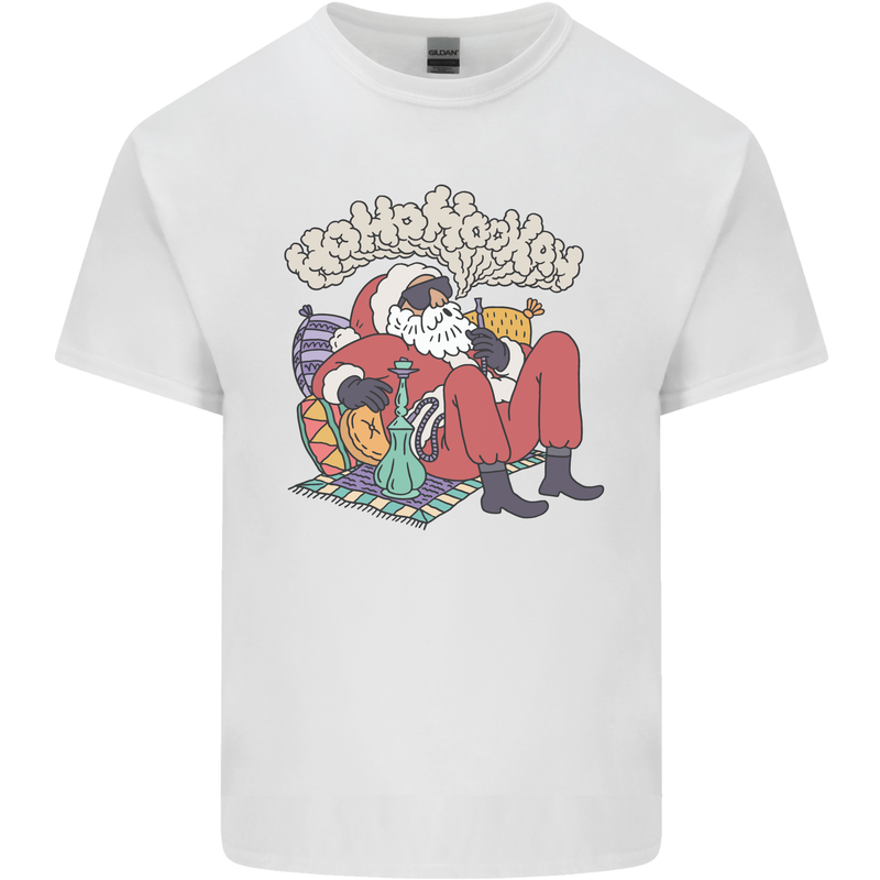 Christmas Stoned Santa Funny Weed Bong Kids T-Shirt Childrens White