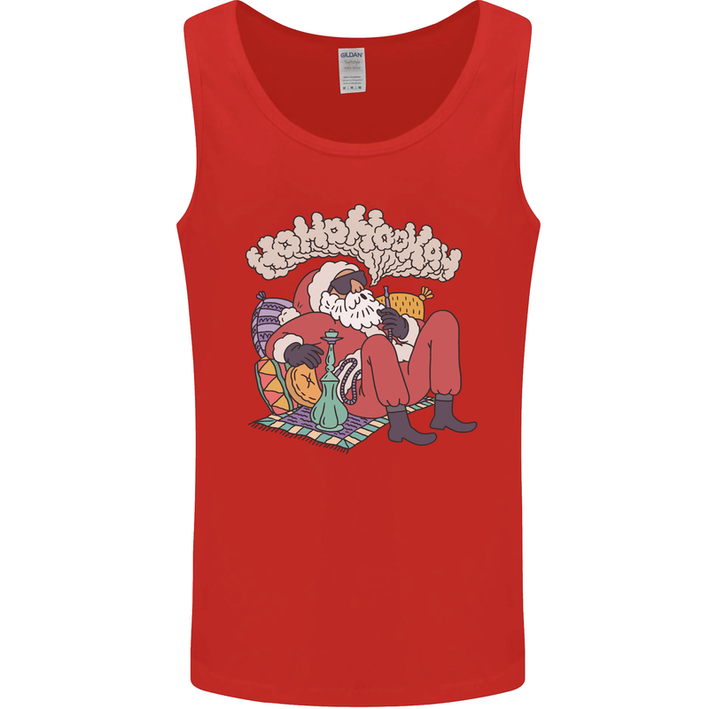 Christmas Stoned Santa Funny Weed Bong Mens Vest Tank Top Red