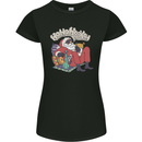 Christmas Stoned Santa Funny Weed Bong Womens Petite Cut T-Shirt Black