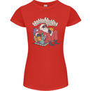 Christmas Stoned Santa Funny Weed Bong Womens Petite Cut T-Shirt Red