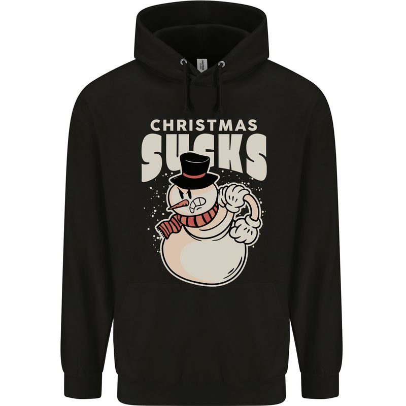 Christmas Sucks Bah Humbug Snowman Xmas Childrens Kids Hoodie Black