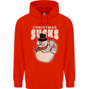 Christmas Sucks Bah Humbug Snowman Xmas Childrens Kids Hoodie Bright Red