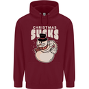 Christmas Sucks Bah Humbug Snowman Xmas Childrens Kids Hoodie Maroon