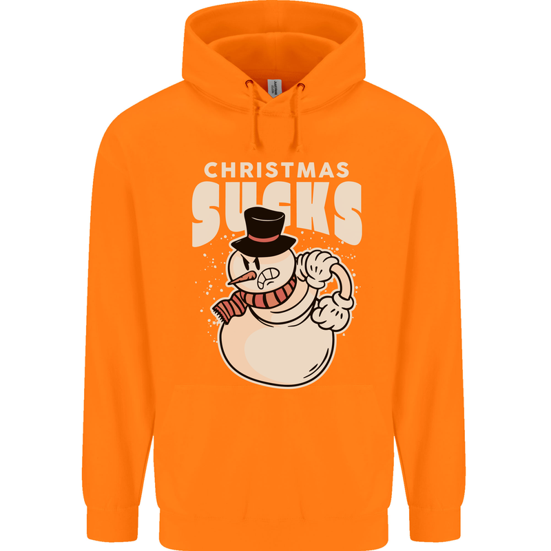 Christmas Sucks Bah Humbug Snowman Xmas Childrens Kids Hoodie Orange