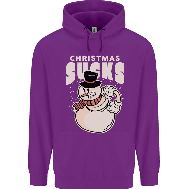 Christmas Sucks Bah Humbug Snowman Xmas Childrens Kids Hoodie Purple