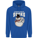 Christmas Sucks Bah Humbug Snowman Xmas Childrens Kids Hoodie Royal Blue