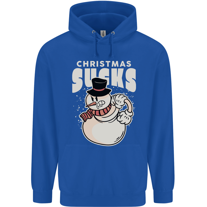 Christmas Sucks Bah Humbug Snowman Xmas Childrens Kids Hoodie Royal Blue