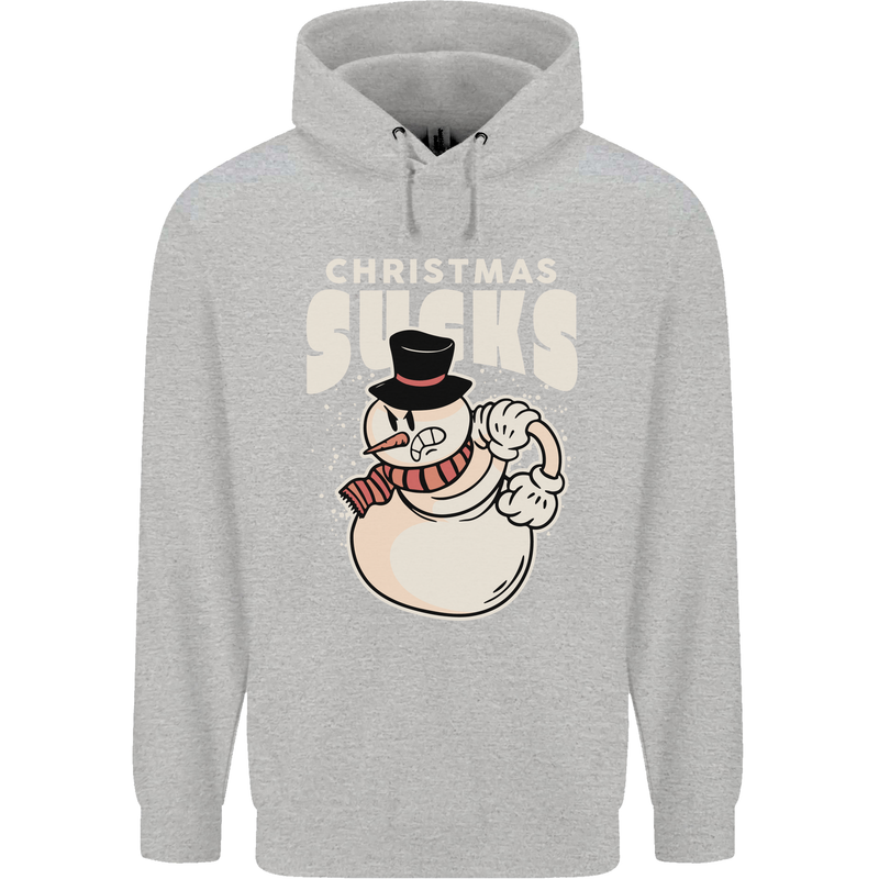 Christmas Sucks Bah Humbug Snowman Xmas Childrens Kids Hoodie Sports Grey