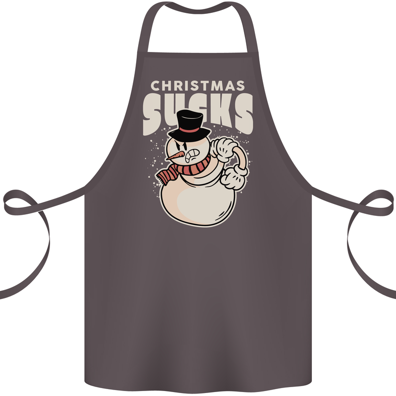 Christmas Sucks Bah Humbug Snowman Xmas Cotton Apron 100% Organic Dark Grey