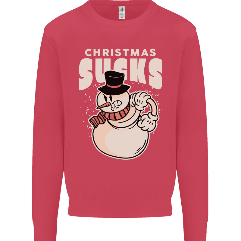 Christmas Sucks Bah Humbug Snowman Xmas Kids Sweatshirt Jumper Heliconia