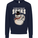 Christmas Sucks Bah Humbug Snowman Xmas Kids Sweatshirt Jumper Navy Blue