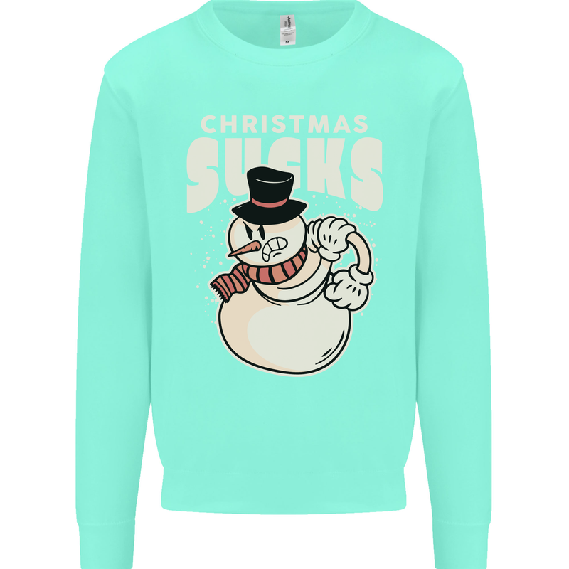 Christmas Sucks Bah Humbug Snowman Xmas Kids Sweatshirt Jumper Peppermint