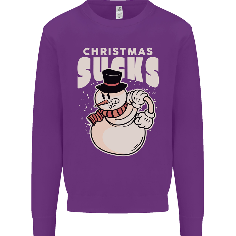 Christmas Sucks Bah Humbug Snowman Xmas Kids Sweatshirt Jumper Purple