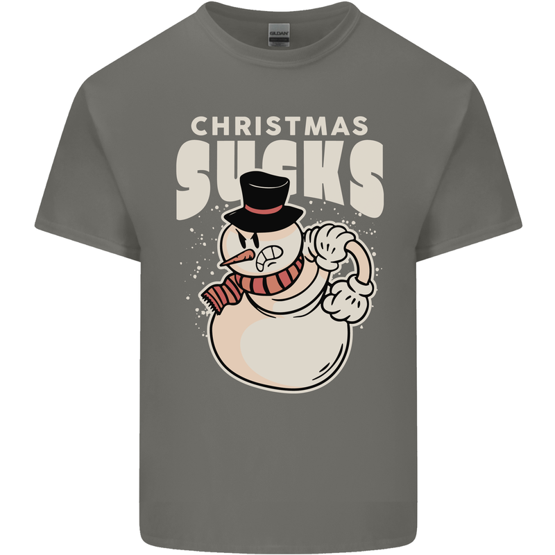 Christmas Sucks Bah Humbug Snowman Xmas Kids T-Shirt Childrens Charcoal