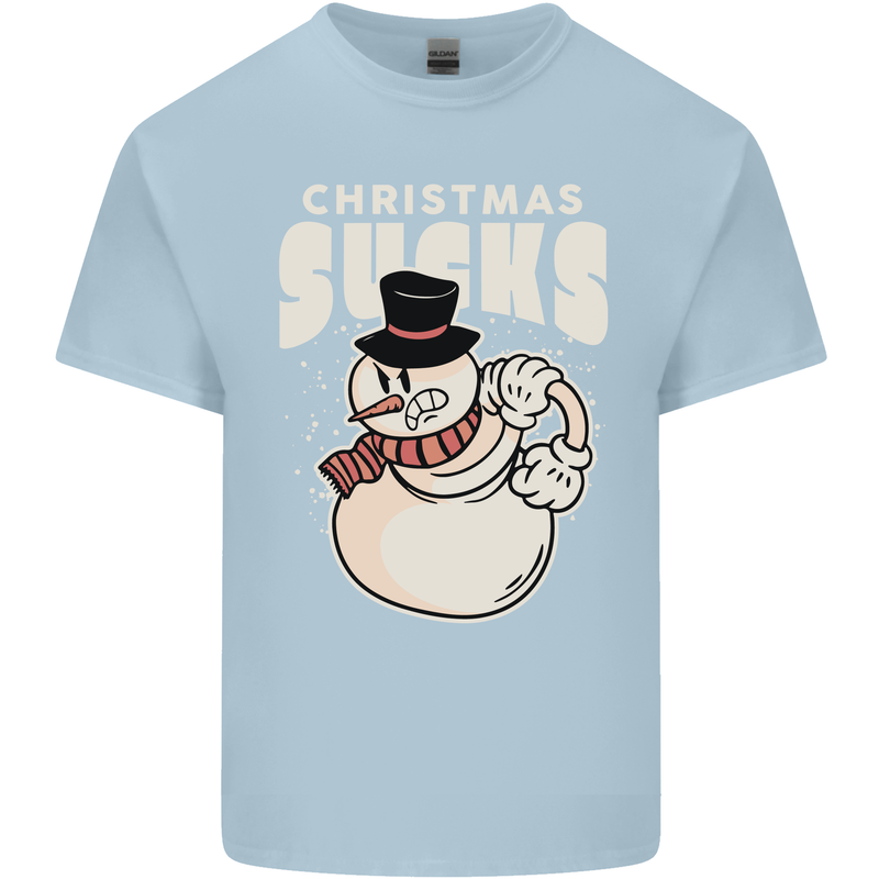 Christmas Sucks Bah Humbug Snowman Xmas Kids T-Shirt Childrens Light Blue