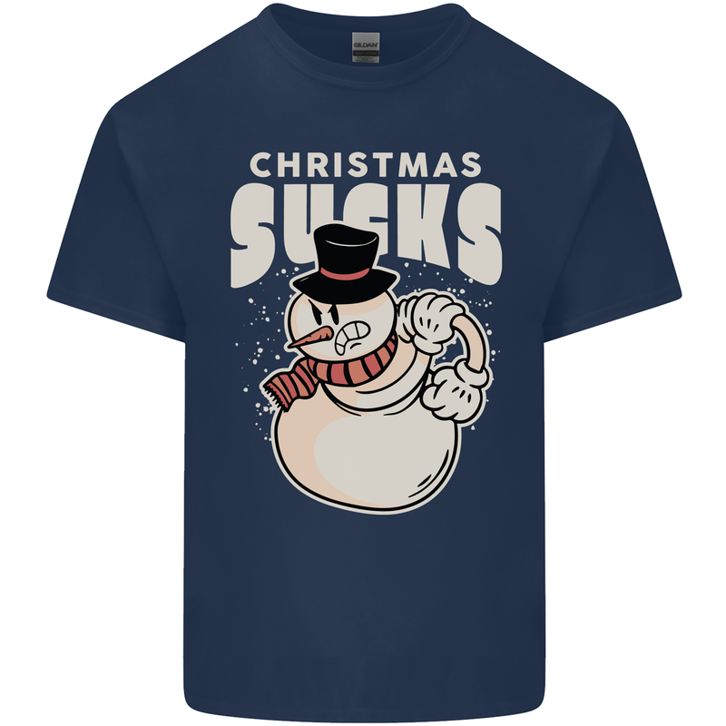 Christmas Sucks Bah Humbug Snowman Xmas Kids T-Shirt Childrens Navy Blue