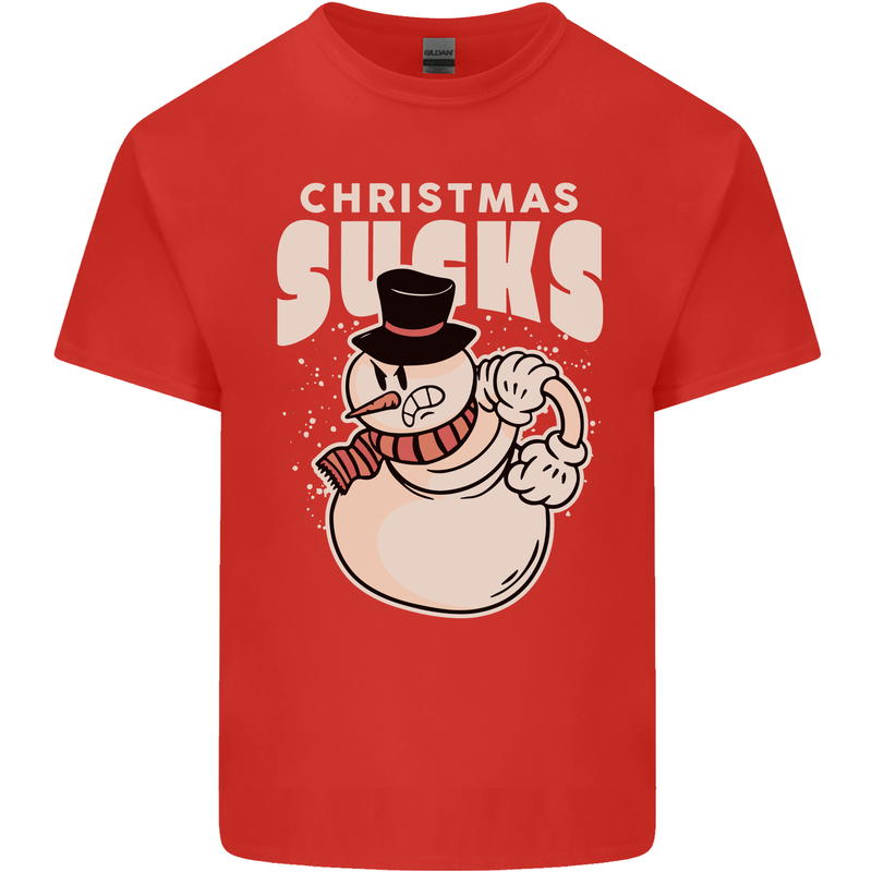 Christmas Sucks Bah Humbug Snowman Xmas Kids T-Shirt Childrens Red