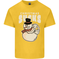 Christmas Sucks Bah Humbug Snowman Xmas Kids T-Shirt Childrens Yellow