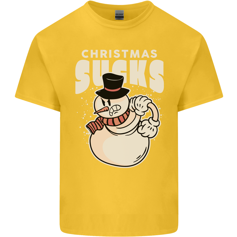 Christmas Sucks Bah Humbug Snowman Xmas Kids T-Shirt Childrens Yellow