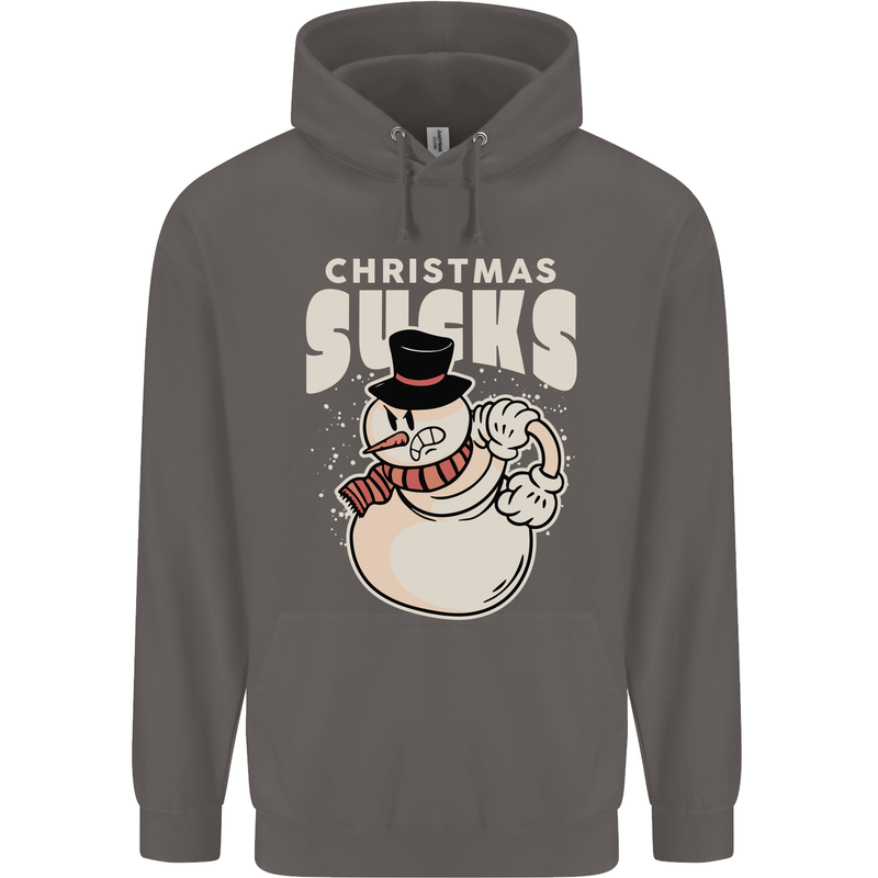 Christmas Sucks Bah Humbug Snowman Xmas Mens 80% Cotton Hoodie Charcoal