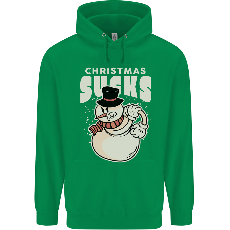 Christmas Sucks Bah Humbug Snowman Xmas Mens 80% Cotton Hoodie Irish Green