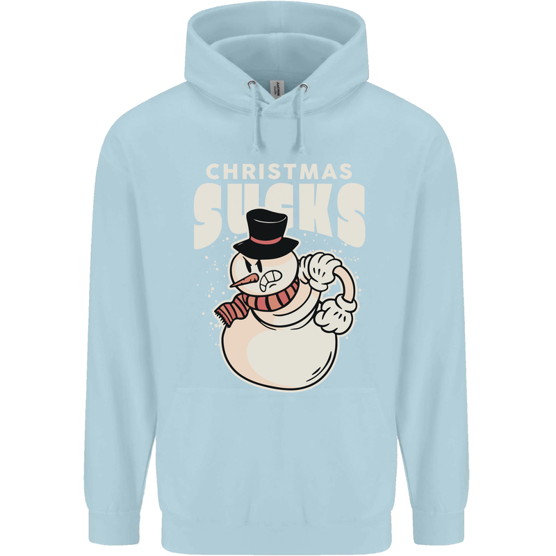 Christmas Sucks Bah Humbug Snowman Xmas Mens 80% Cotton Hoodie Light Blue